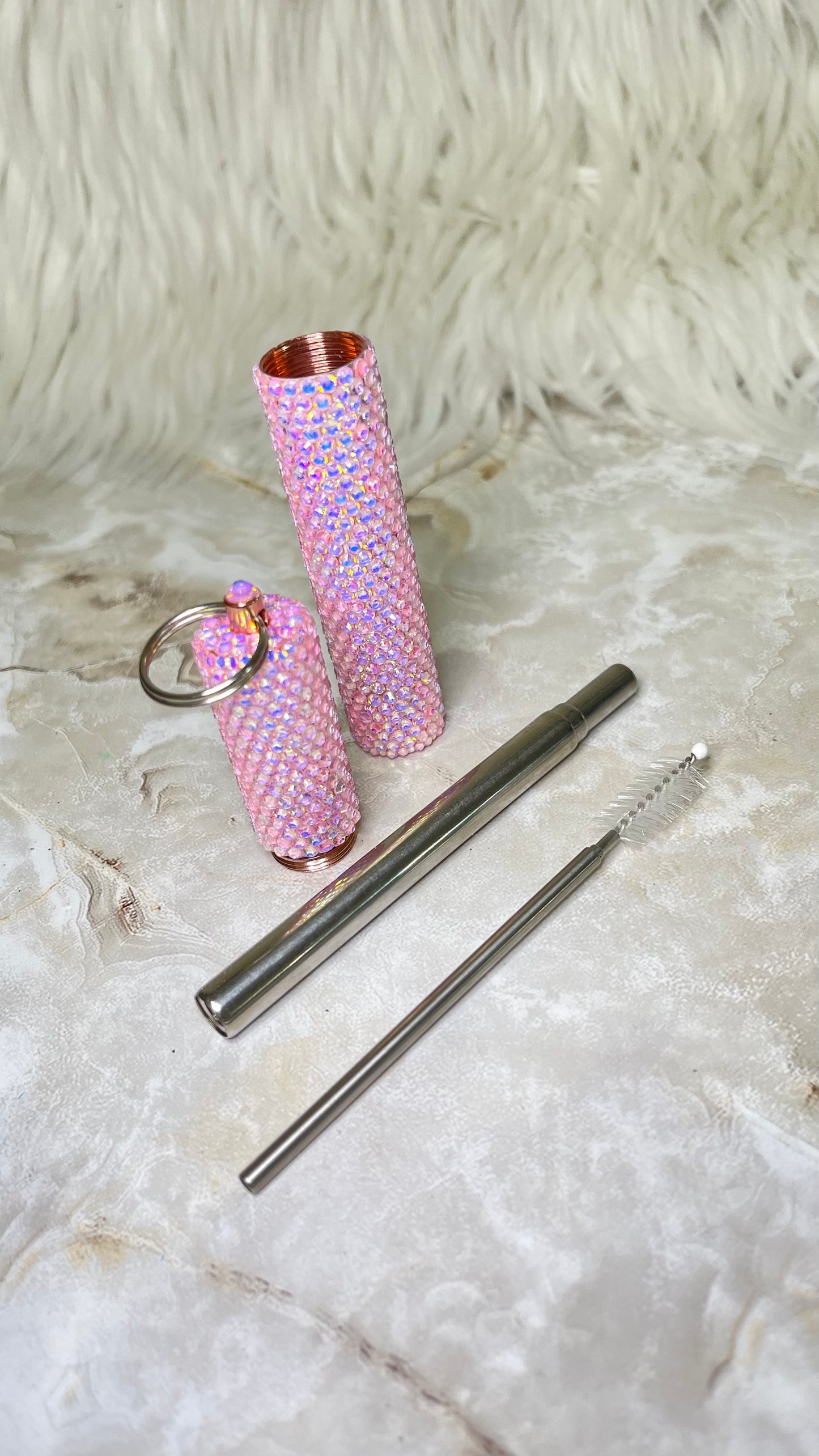 Baby Pink Collapsable Straw