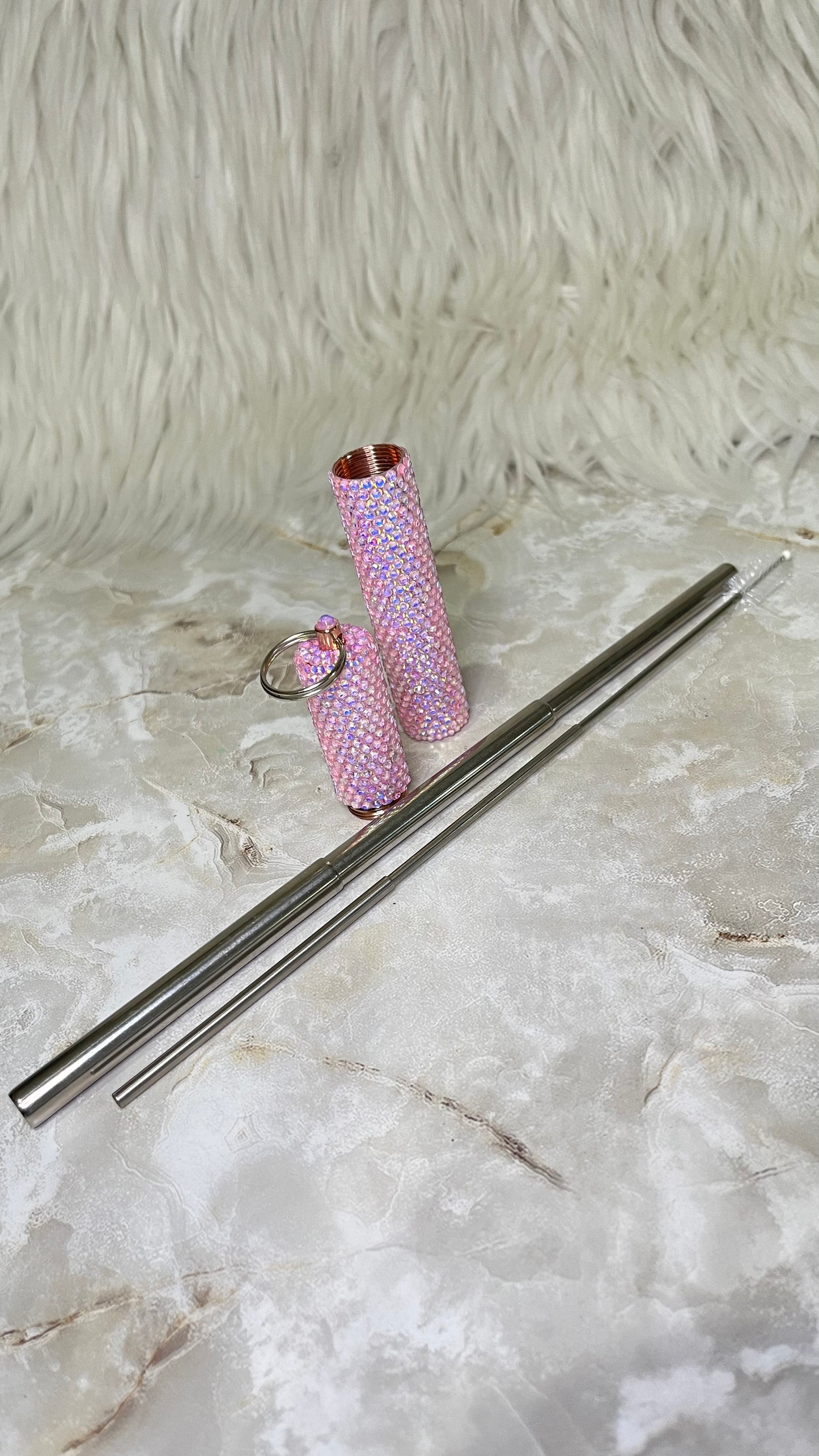 Baby Pink Collapsable Straw